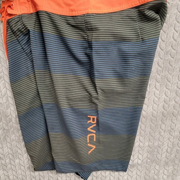 RVCA Men's Swim Trunks - Blue and Orange - Picture 10 of 11